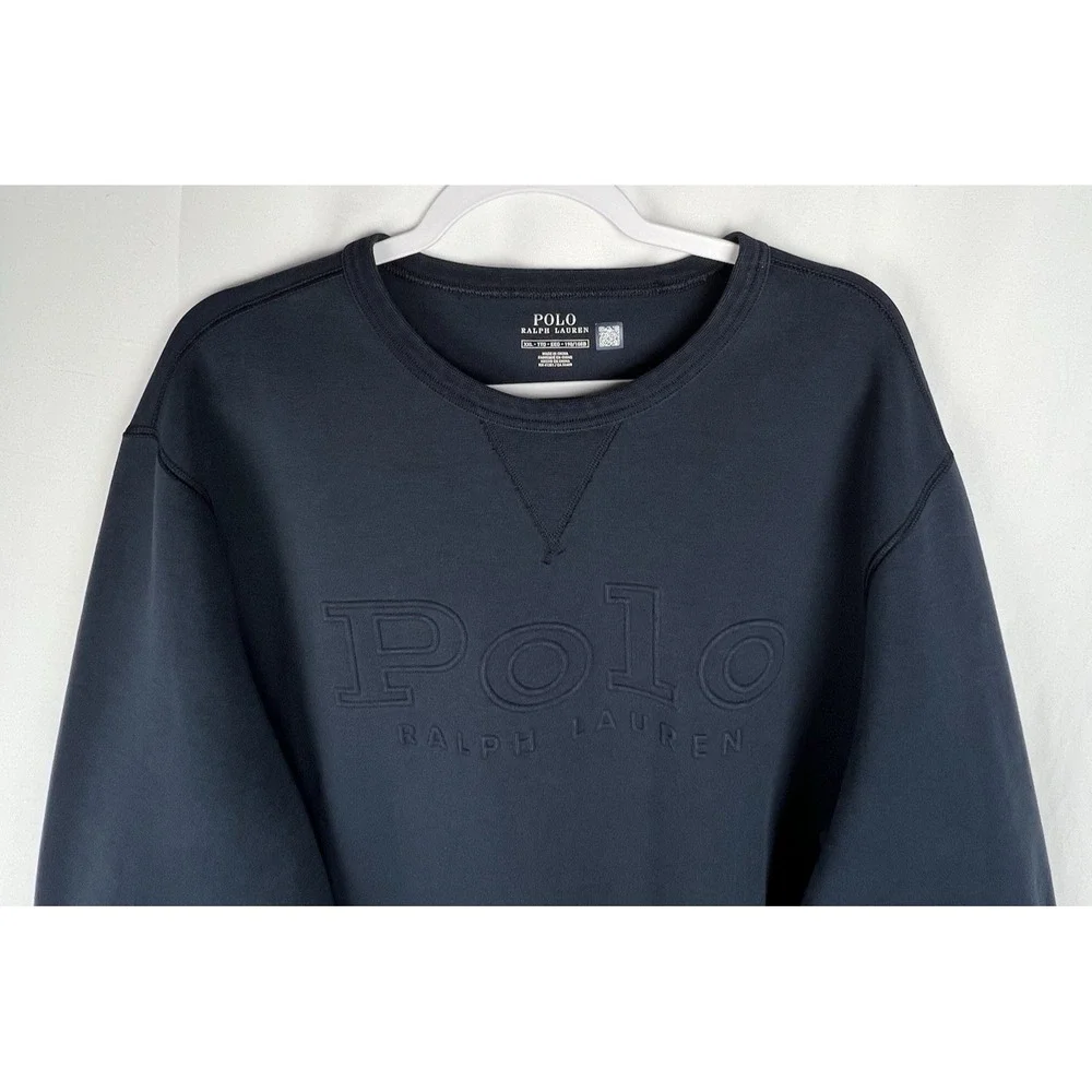 POLO RALPH LAUREN Aviator Navy Double-Knit Embossed Sweatshirt Mens XXL Crewneck